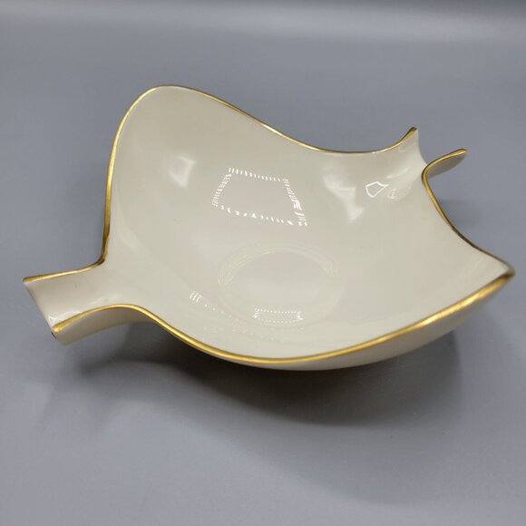 Vintage Lenox Ivory Porcelain Bowl Ash Tray Trinket Dish Gold Trim - Picture 9 of 12